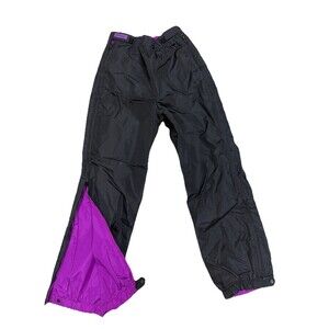 Vtg 90s COLUMBIA Black Fushia Nylon Shell REVERSIBLE SNOW PANTS Ski Women M